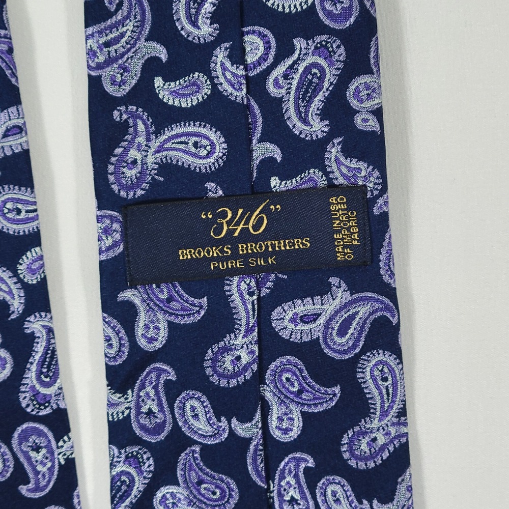Brooks Brothers 346 Men's Silk Neck Tie Purple Paisley / 58" - Picture 6 of 6